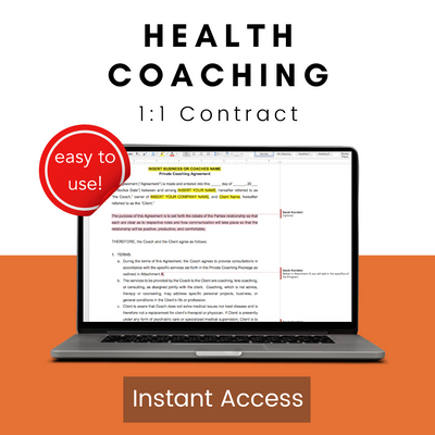Health Coaching - 1:1 Contract, laptop