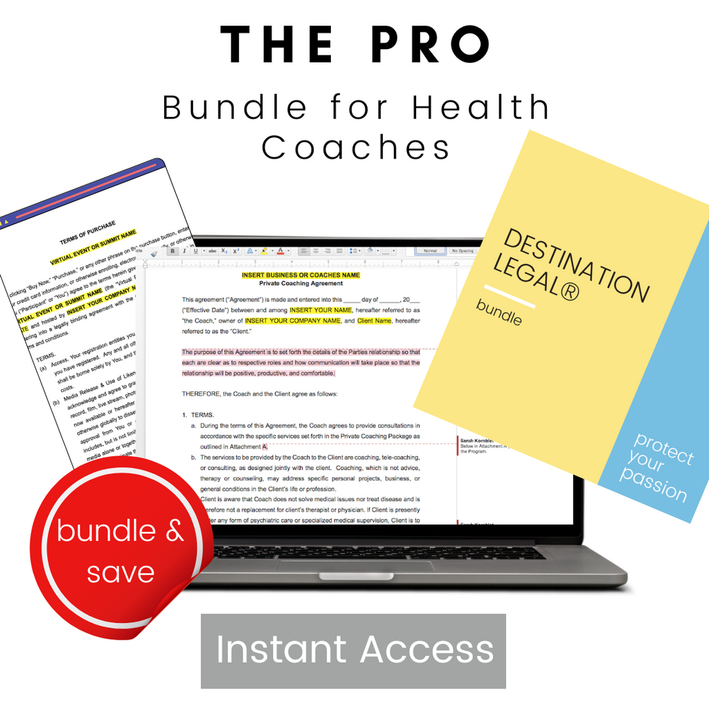 Pro Contract Bundle for Health Coaches – Destination Legal